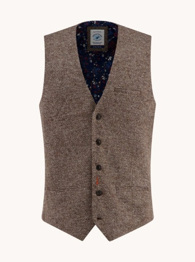 Waistcoat Brushed Herringbone - Sand