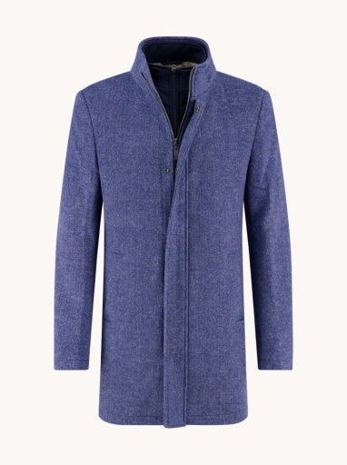 Funnel Neck Coat - Jeans Blue