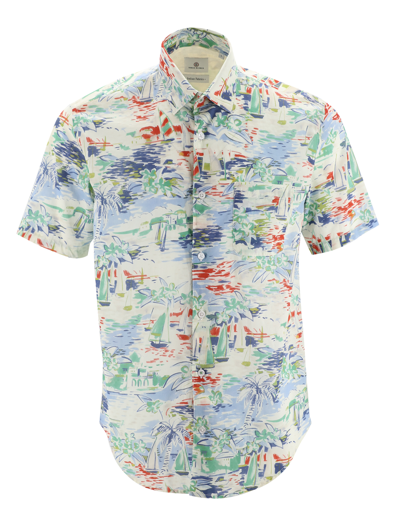 Chemise Imprimee Bleu Short Sleeve Shirt